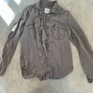 AMERICAN EAGLE - Boyfriend Fit Button Up Shirt Jacket - Mauve - S